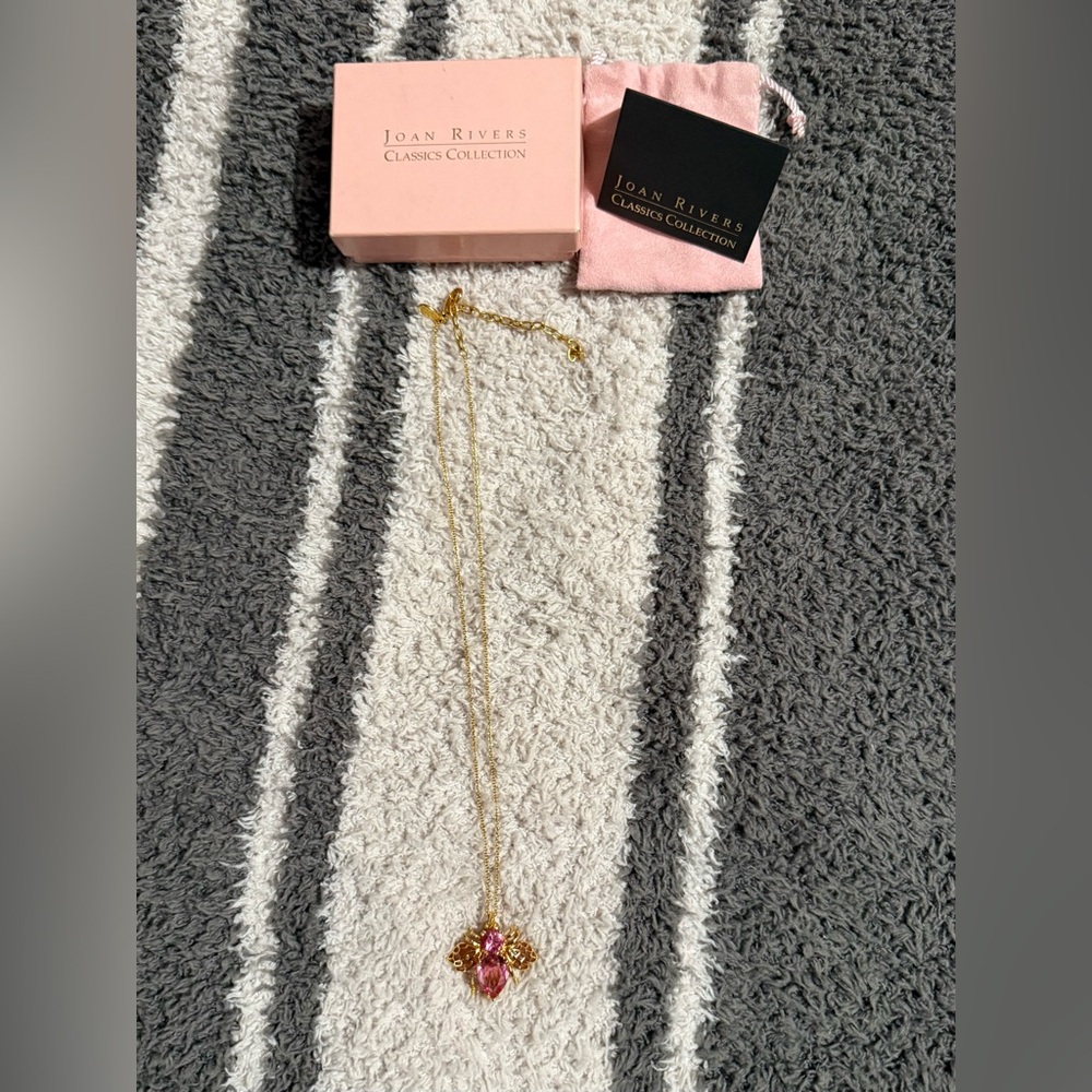 EUC JOAN RIVERS PINK HOPE BEE NECKLACE/ BROOCH